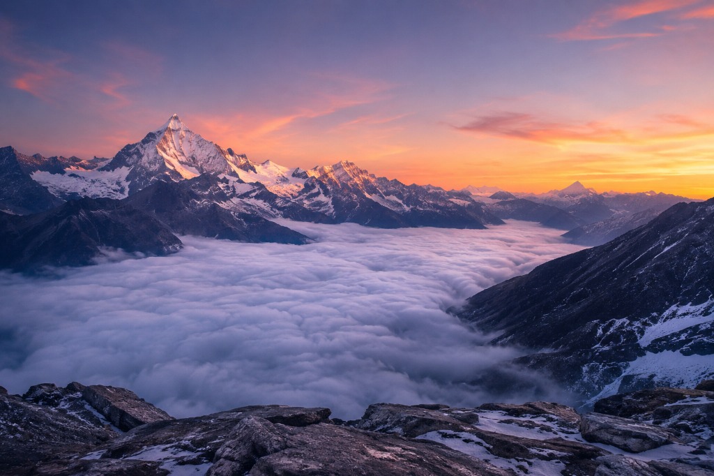 AI LUT color grade applied to a cinematic mountain landscape